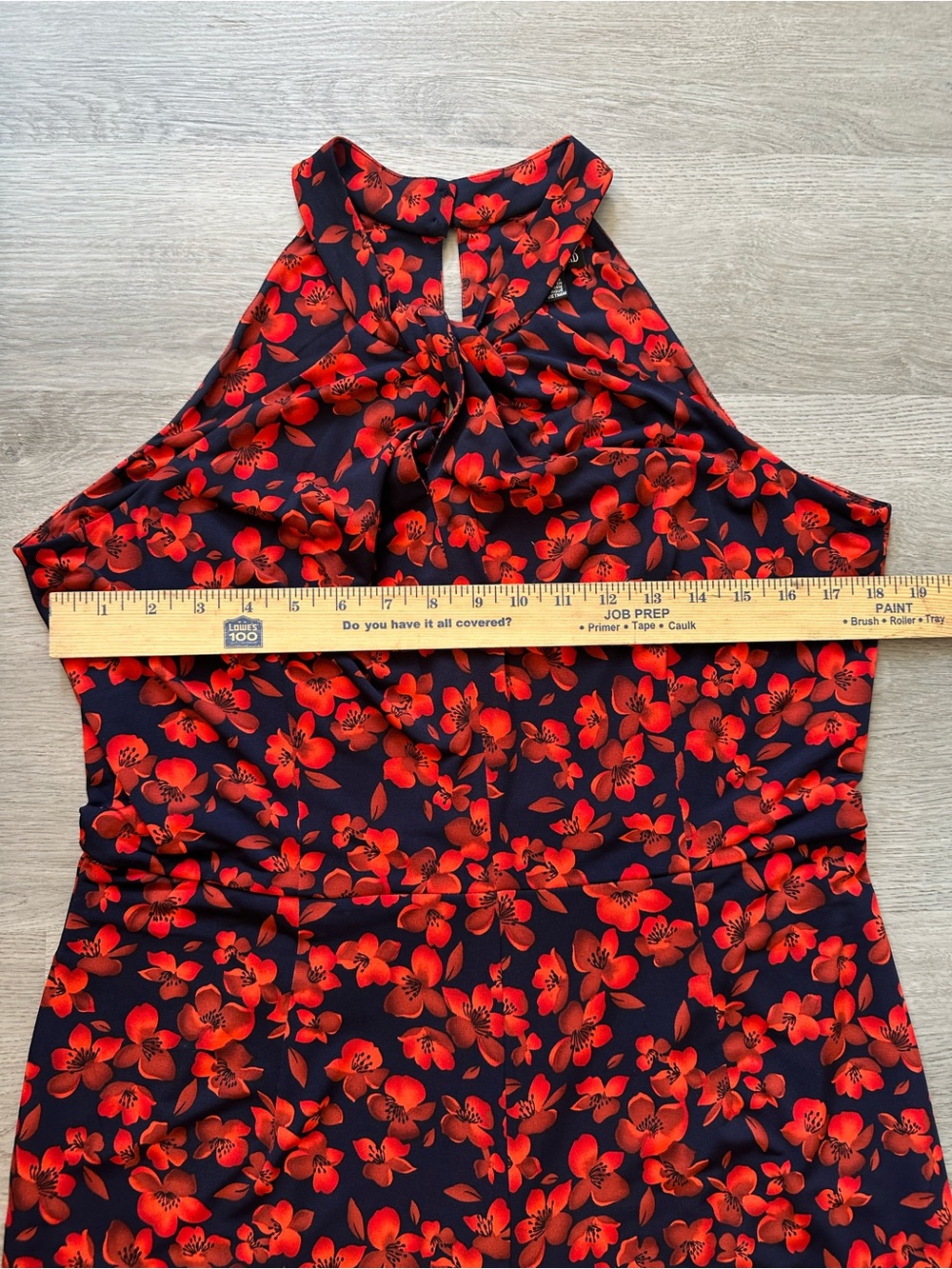 Nina Leonard L Orange & Blue Floral Halter Wide-Leg Jumpsuit - Picture 4 of 5